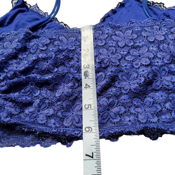 Bralette Lace Floral Spaghetti Straps V Neck Two Blue Red Womans Size Medium - Picture 11 of 13